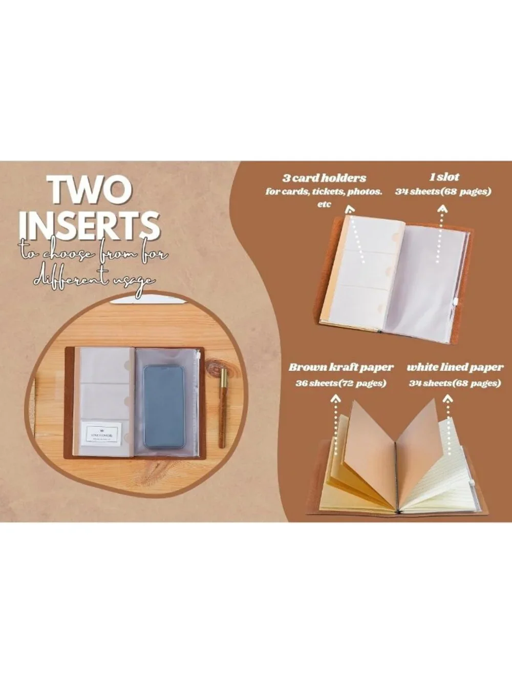 Golden Retriever Gifts for Women - Vegan Leather Journal & Pen, Refillable